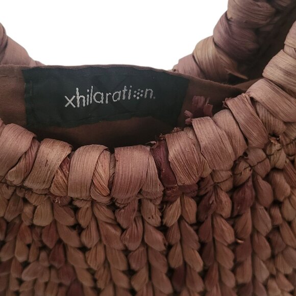 XHILARATION | Chevron Brown Basket Circular Grip Handbag - Picture 4 of 6